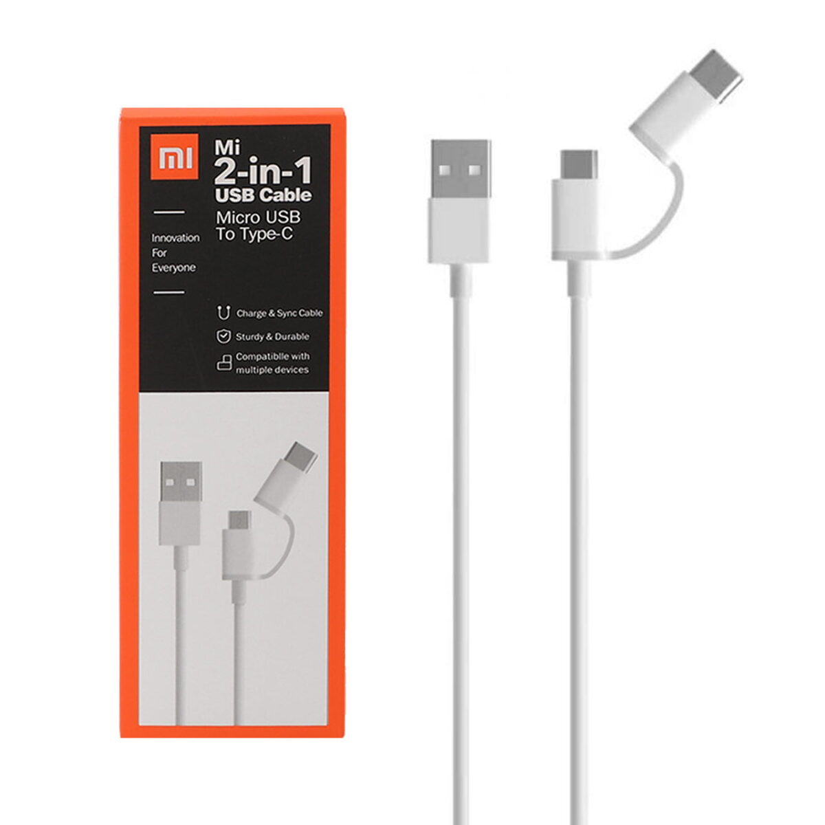 کابل شارژ دو سر شیائومی Mi 2-in-1 USB Cable Micro USB to Type-C