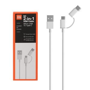 کابل شارژ دو سر شیائومی Mi 2-in-1 USB Cable Micro USB to Type-C