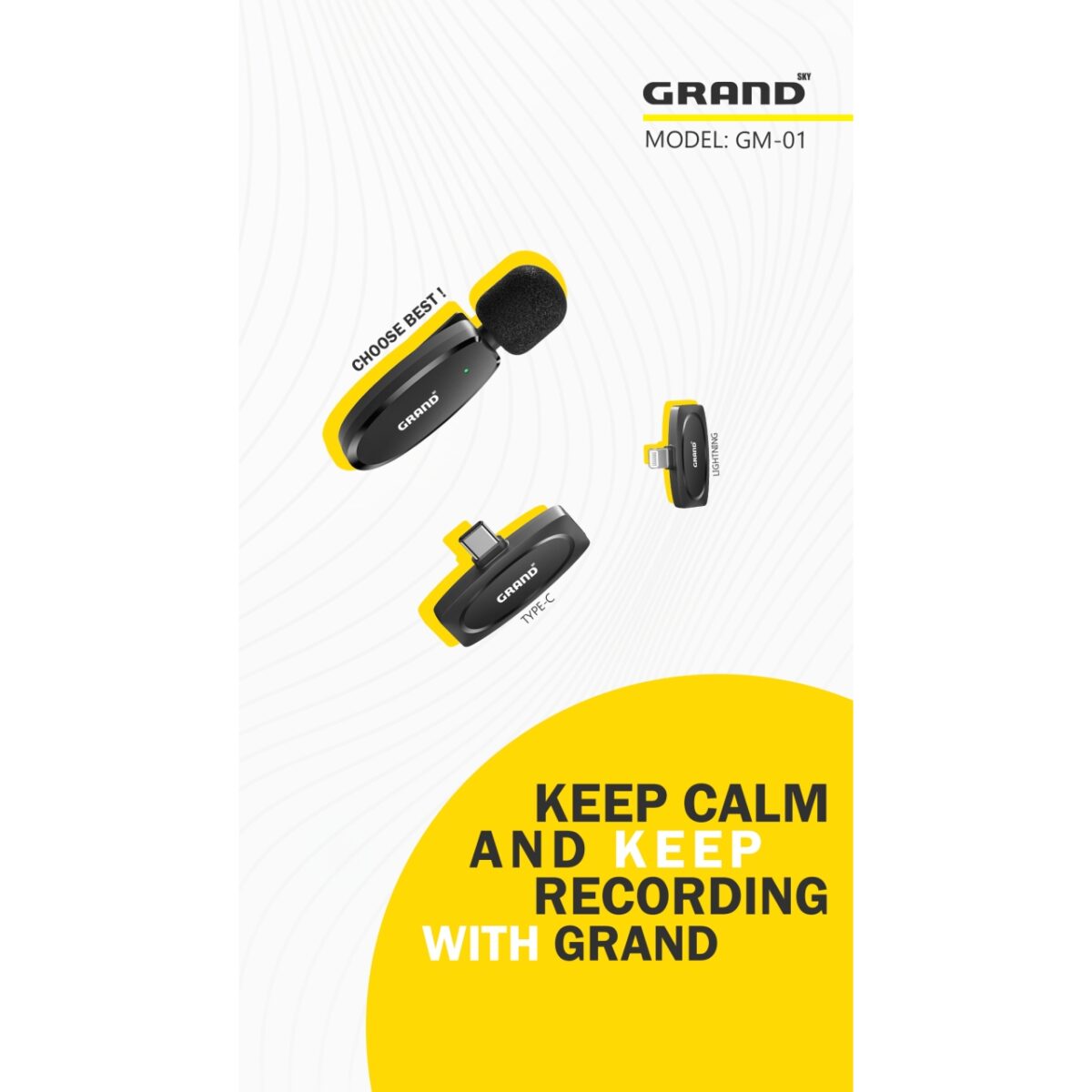 جعبه و اقلام همراه میکروفون گرنداسکای مدل GM-01 از نمای بالا